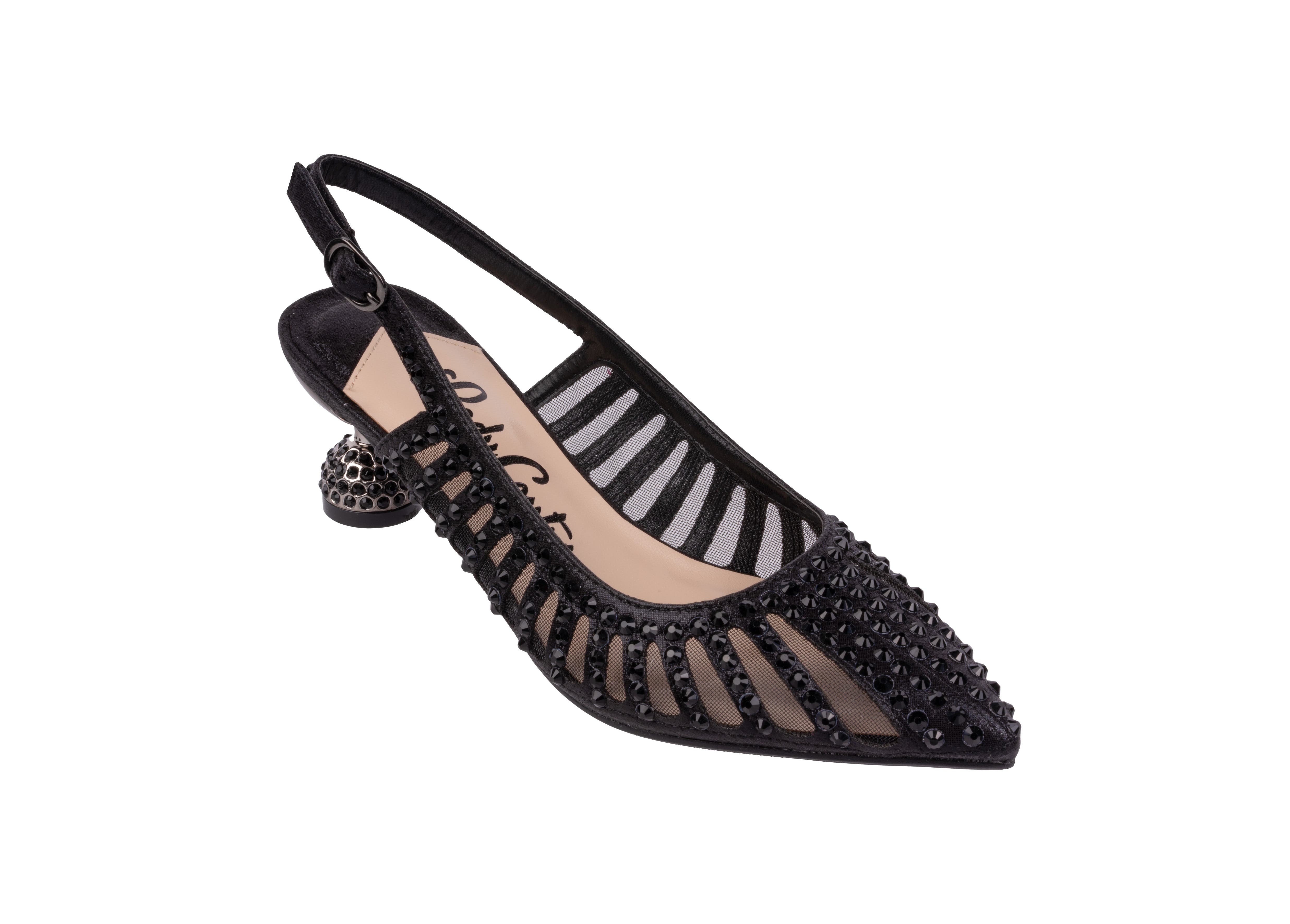 LADY COUTURE Mesh Rhinestone Heel Slingback Pump, Main, color, 