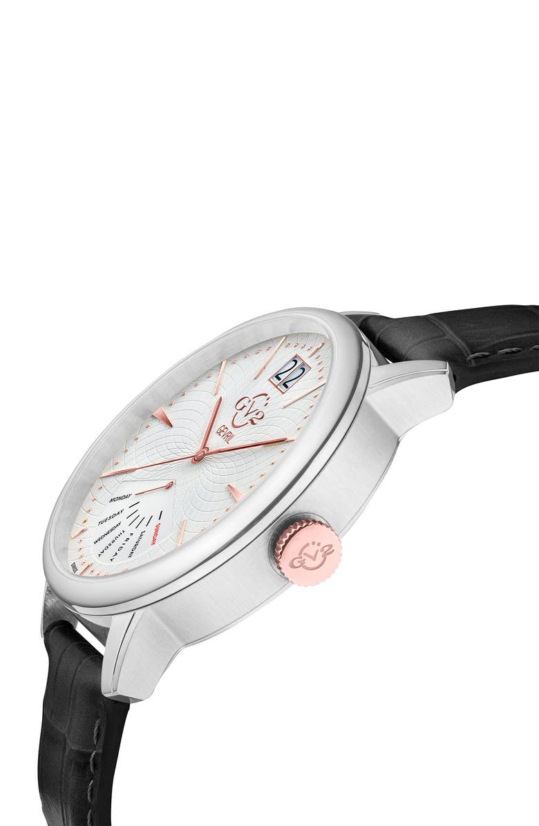 GEVRIL Men's Rovescio Croc Embossed Leather Strap Watch, 42mm, Alternate, color,