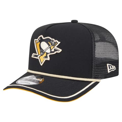 Men's New Era  Black Pittsburgh Penguins Vintage Team Rope A-Frame 9FIFTY Snapback Hat
