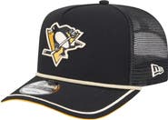 New Era Men's New Era  Black Pittsburgh Penguins Vintage Team Rope A-Frame 9FIFTY Snapback Hat