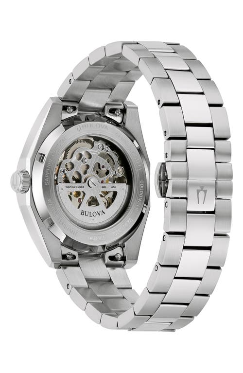 Bulova Surveyor Mens Automatic Silver Tone Stainless Steel Bracelet Watch 96b469 In Metallic