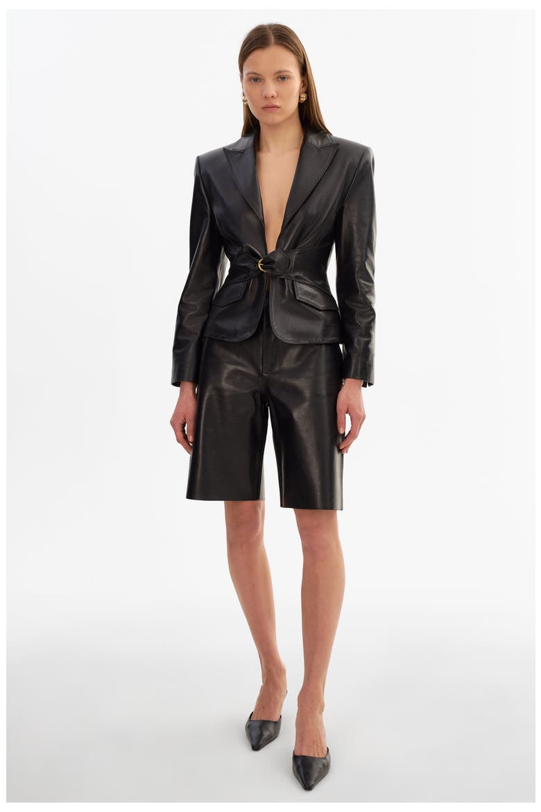 Wiley | Leather Belted Blazer, Alternate, color, Black