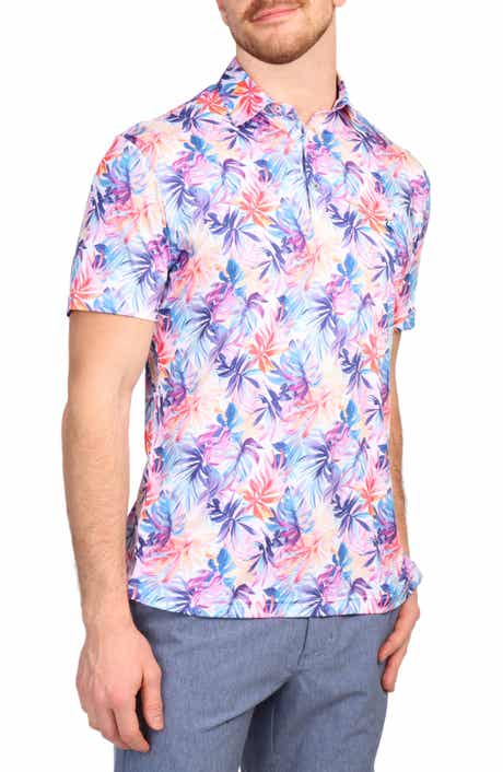 TailorByrd Watercolor Leaf Print Performance Polo