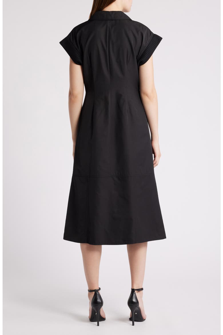 Millie Rib Trim Midi Dress, Alternate, color, BLACK