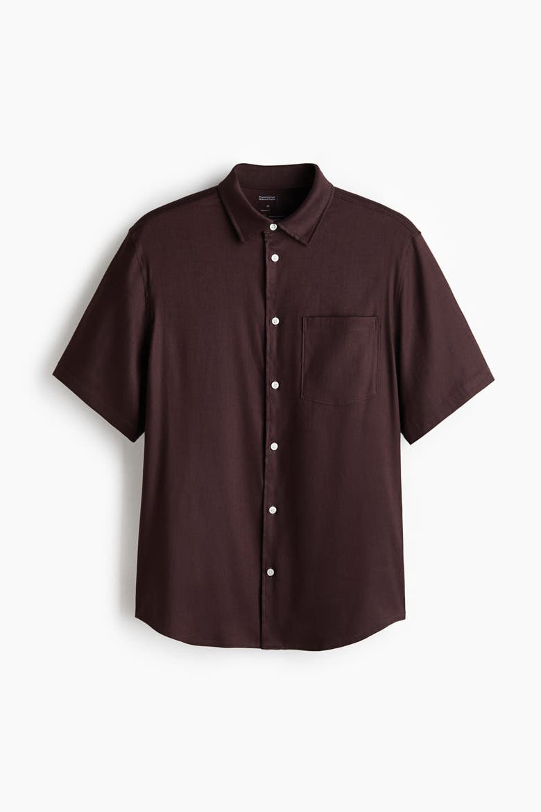 Easy Care Regular Fit Linen-blend Shirt, Alternate, color, Dark brown