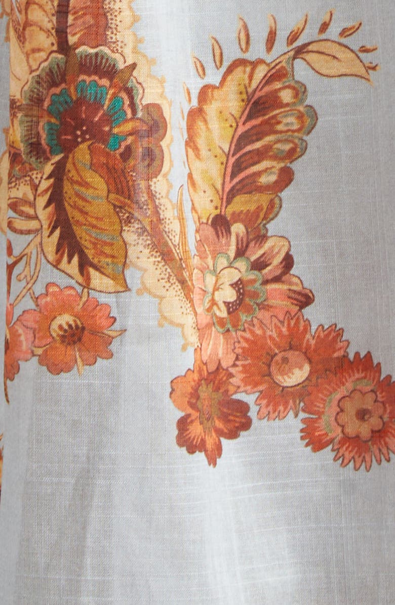 Zimmermann Aster Border Print Corset Midi Sundress, Alternate, color, Blue Jacobean