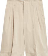Jacquemus Cuffed Linen Blend Herringbone Bermuda Shorts