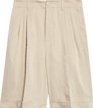 Jacquemus Cuffed Linen Blend Herringbone Bermuda Shorts