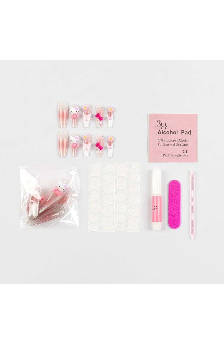 3H Nails Hello Kitty 3D Luxury Handmade Press-On Nails - 24-Piece Kit, Alternate, color, 3D Hello Kitty