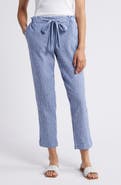 beachlunchlounge Giavanna Stripe Tapered Linen & Cotton Pants