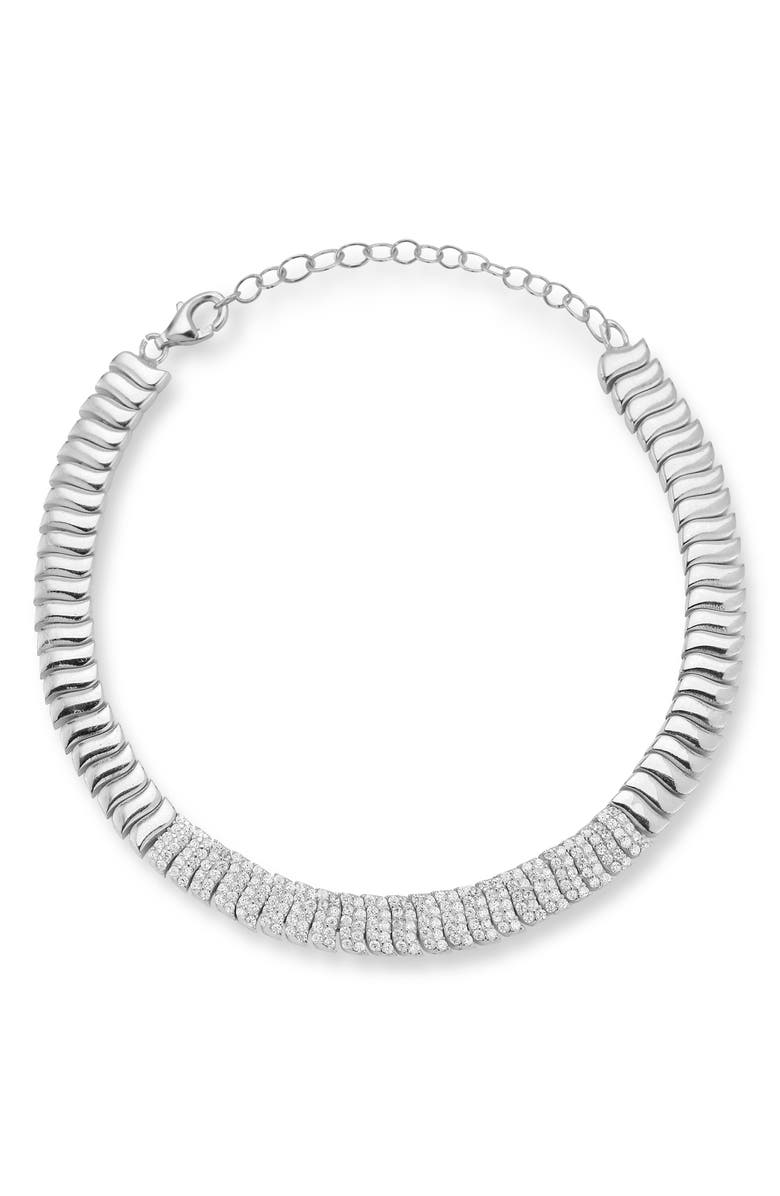 CHLOE AND MADISON Sterling Silver & CZ Croissant Bracelet, Main, color, 