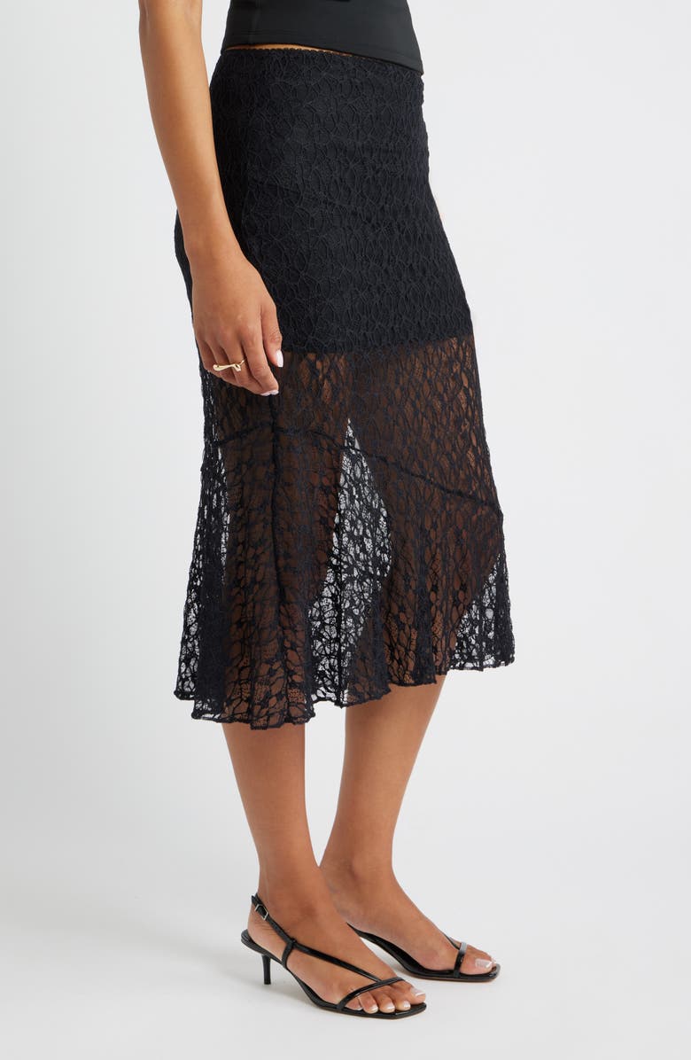 Open Edit Lace Midi Skirt, Alternate, color, Black