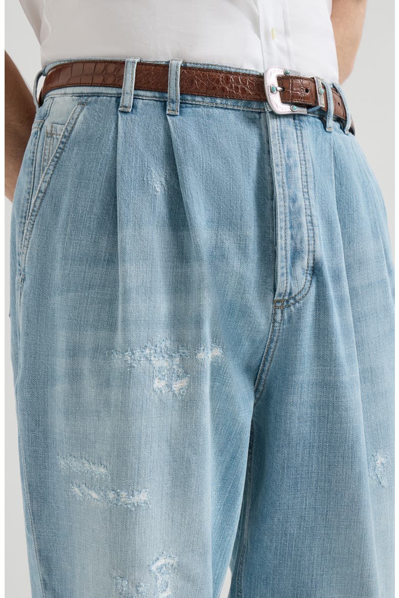 Denim trousers with rips, Alternate, color, Light Blue Denim