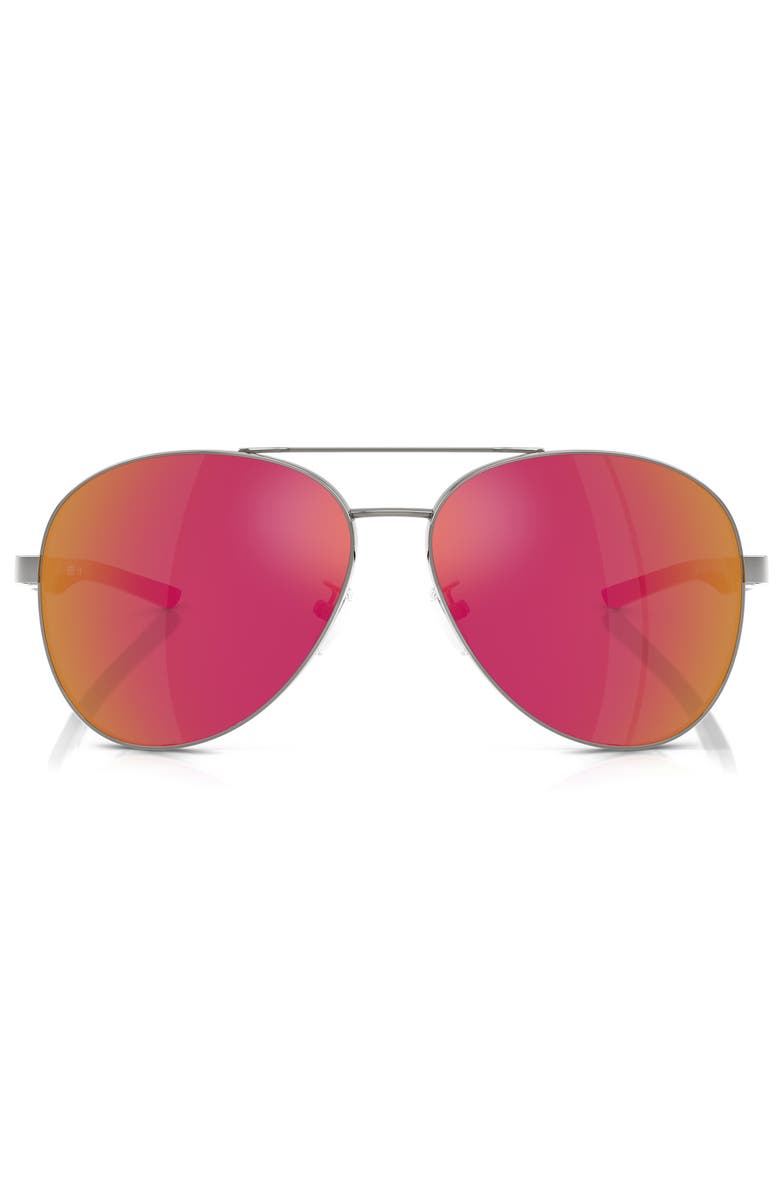 Scuderia Ferrari 60mm Mirrored Pilot Sunglasses, Main, color, Gunmetal