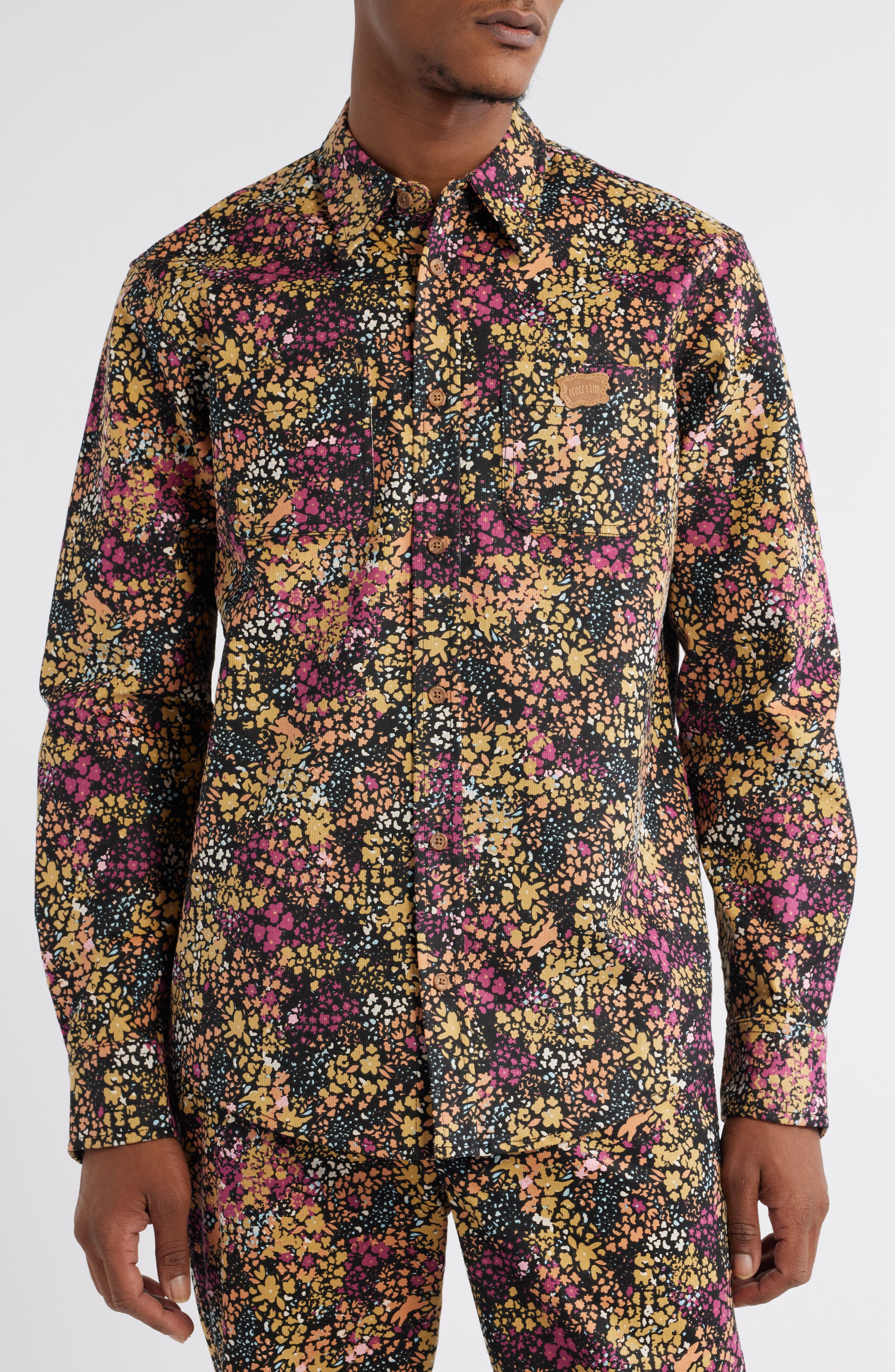 ICECREAM Free Spirit Print Corduroy Button-Up Shirt