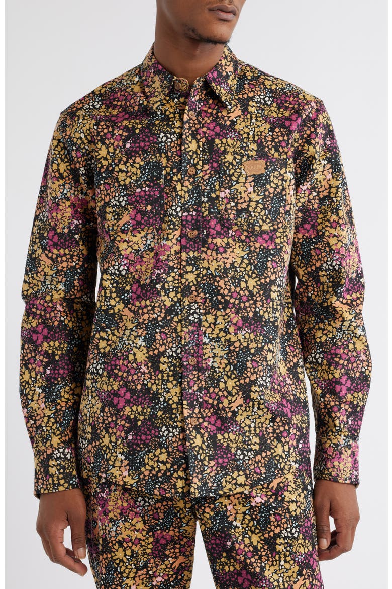 Free Spirit Print Corduroy Button-Up Shirt, Main, color, SAND DOLLAR