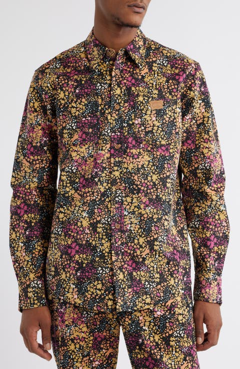 Free Spirit Print Corduroy Button-Up Shirt