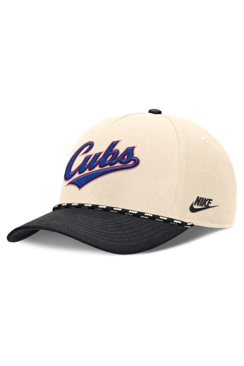 Men's Nike Natural/Black Chicago Cubs Cooperstown Collection Rise Adjustable Hat, Main, color, Natural