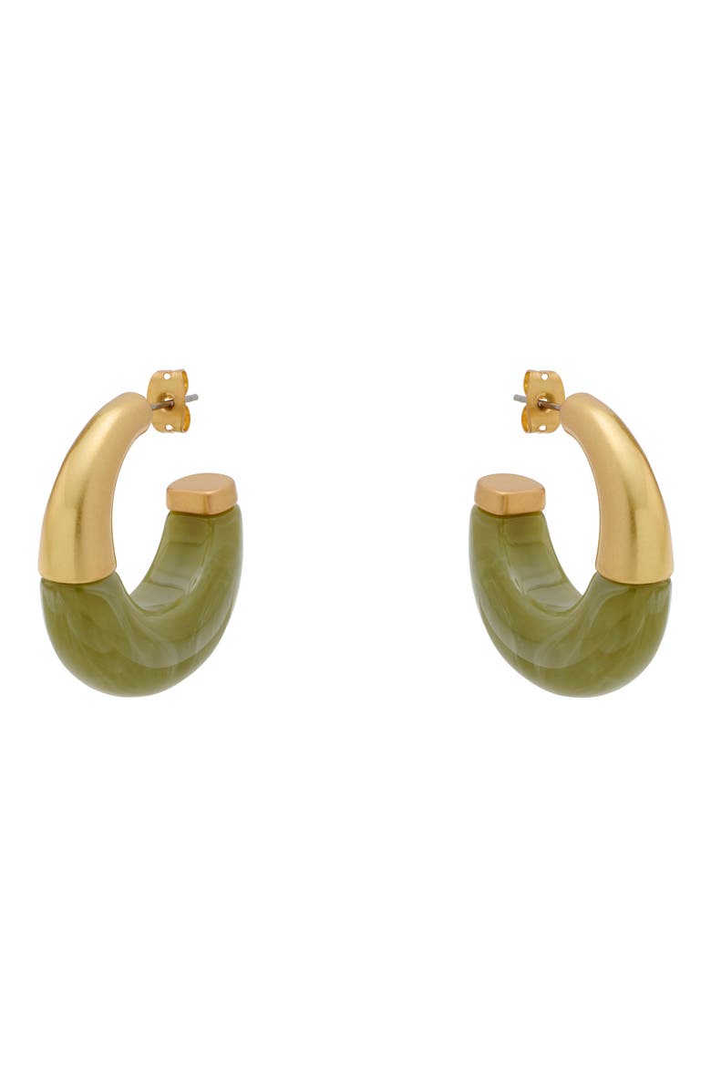 Samira Scoop Hoop Earrings, Main, color, GOLD TONE / OLIVE