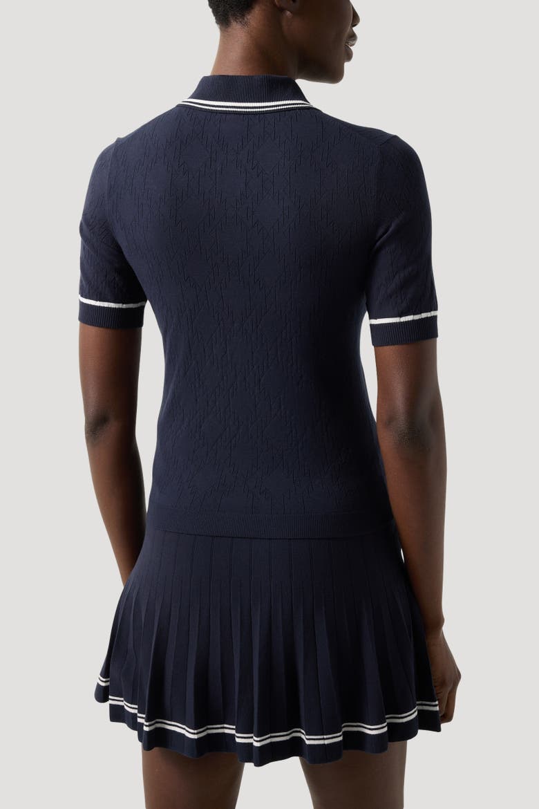 Mandy Knitted Polo Shirt, Alternate, color, Navy blue