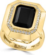 EFFY 14K Yellow Gold Diamond & Black Onyx Signet Ring