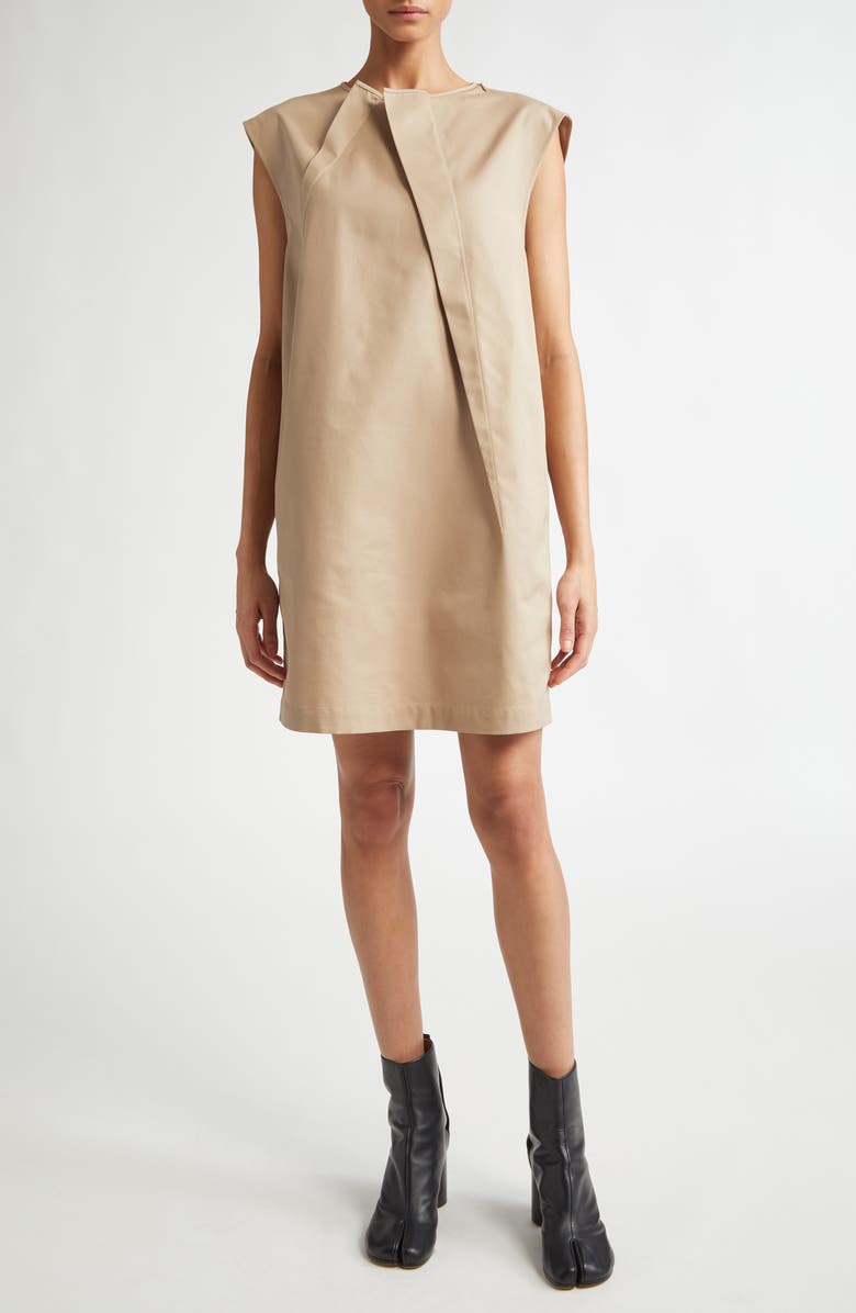 MM6 Maison Margiela Pleated Cotton Gabardine Minidress, Main, color, 