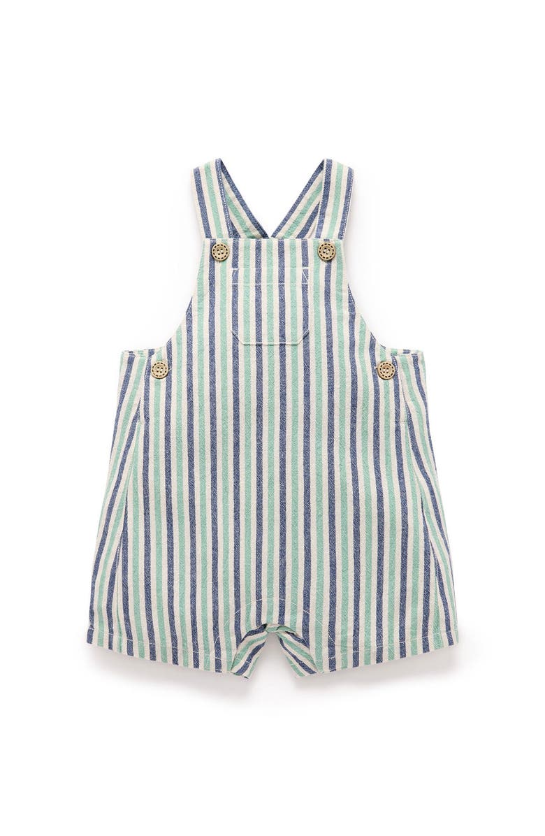 Purebaby Striped Overalls, Main, color, Iguana Stripe