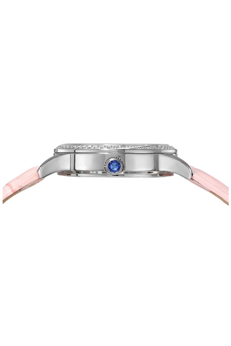Women's Ruby Embossed Leather Strap Watch, 34mm, Alternate, color, PINK/SILVER
