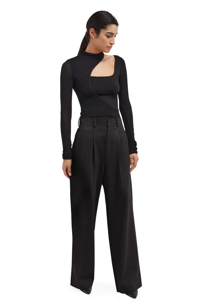 Soho Cutout Mock Neck Top, Alternate, color, BLACK