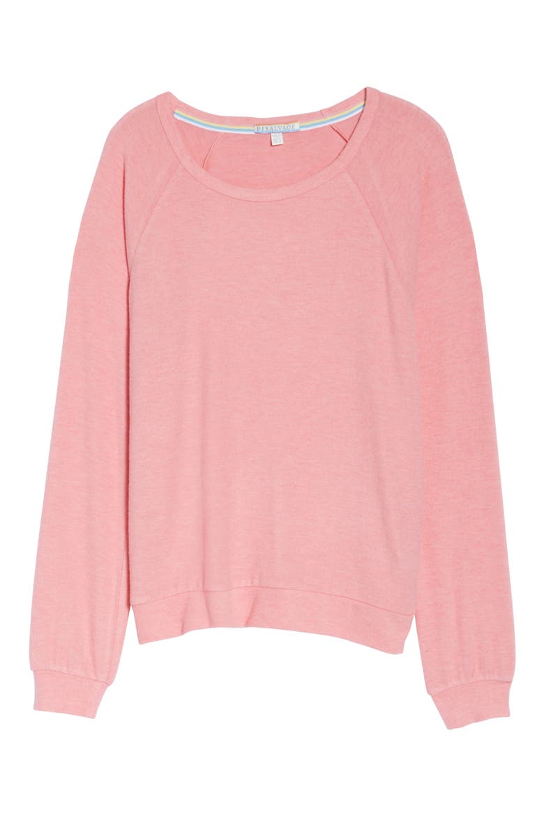Peached Jersey Sweatshirt, Alternate, color, CORAL