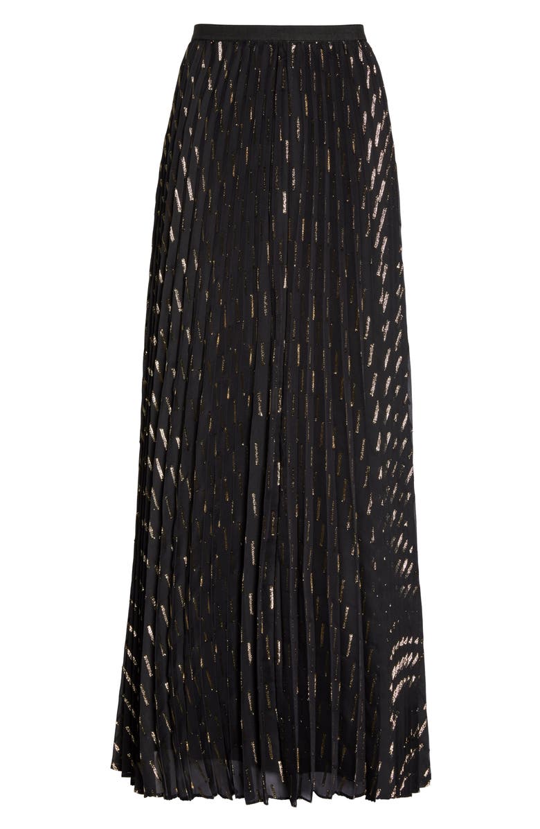 Eliza J Metallic Detail Pleated Chiffon Maxi Skirt, Alternate, color,