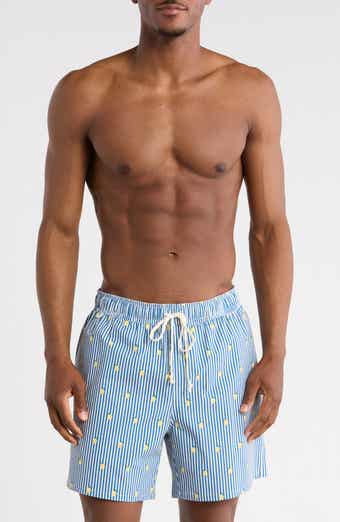 Rainforest Lemon Seersucker Swim Trunks