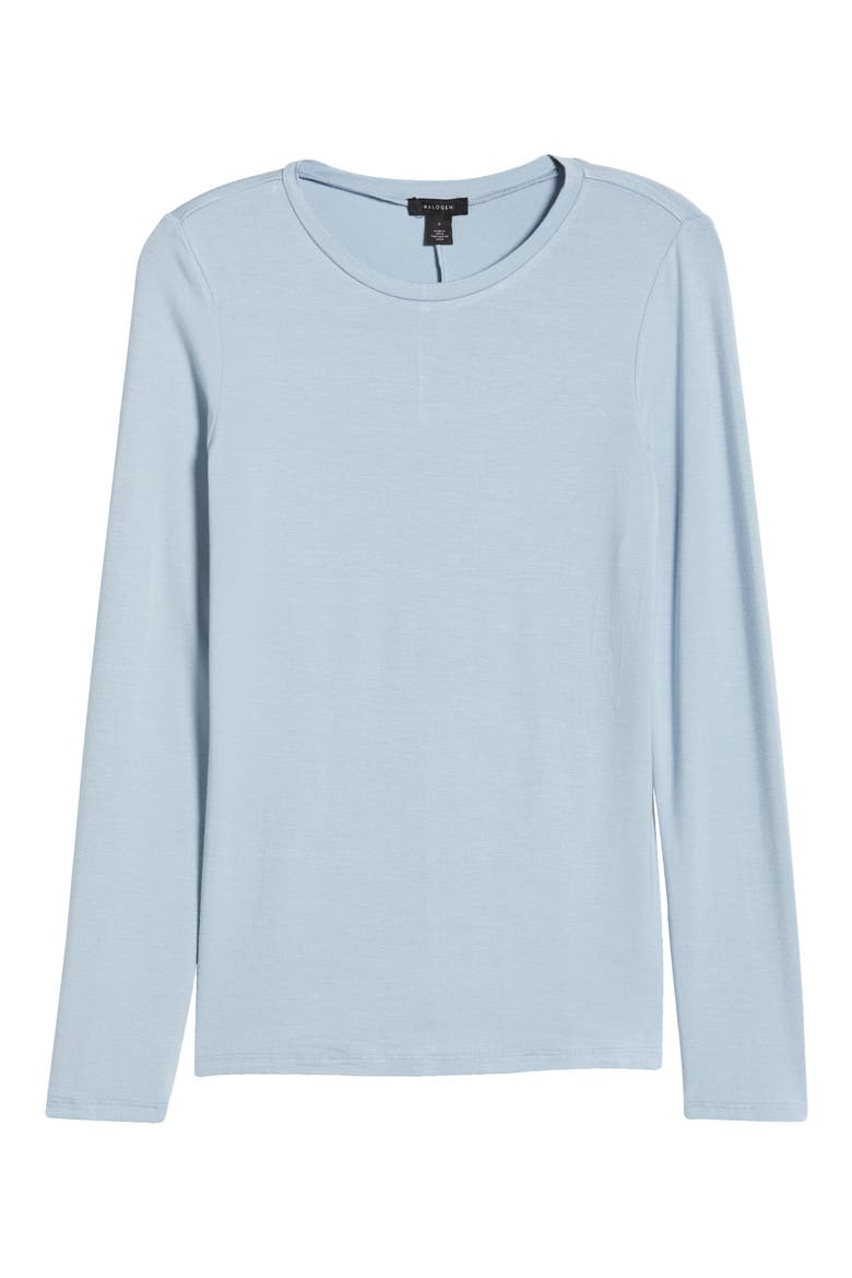 Crewneck Long Sleeve T-Shirt, Alternate, color, BLUE FOG