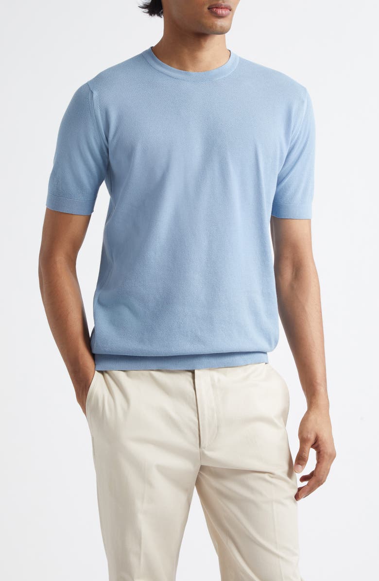 John Smedley Park Cotton Piqué T-Shirt, Main, color, Sea Glass