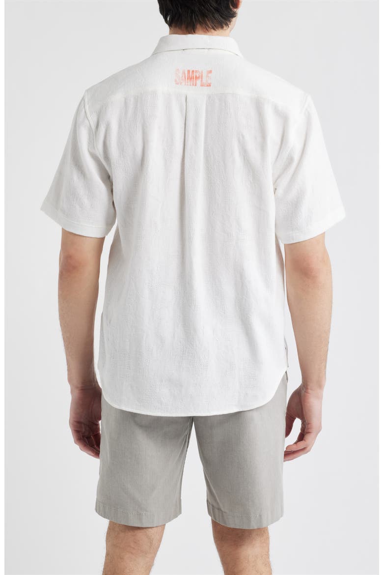 Breeze Island Short Sleeve Cotton Jacquard Button-Up Shirt, Alternate, color, WHITE