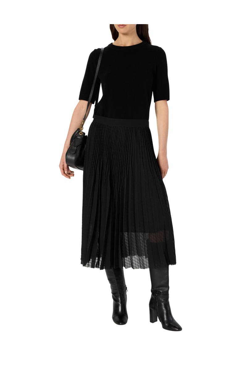 GERARD DAREL Bilal Jacquard Pleated Midi Skirt, Alternate, color, Black