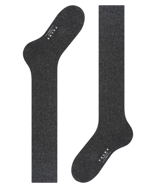 Falke Lhasa Rib Wool Cashmere Knee High Socks In Gray