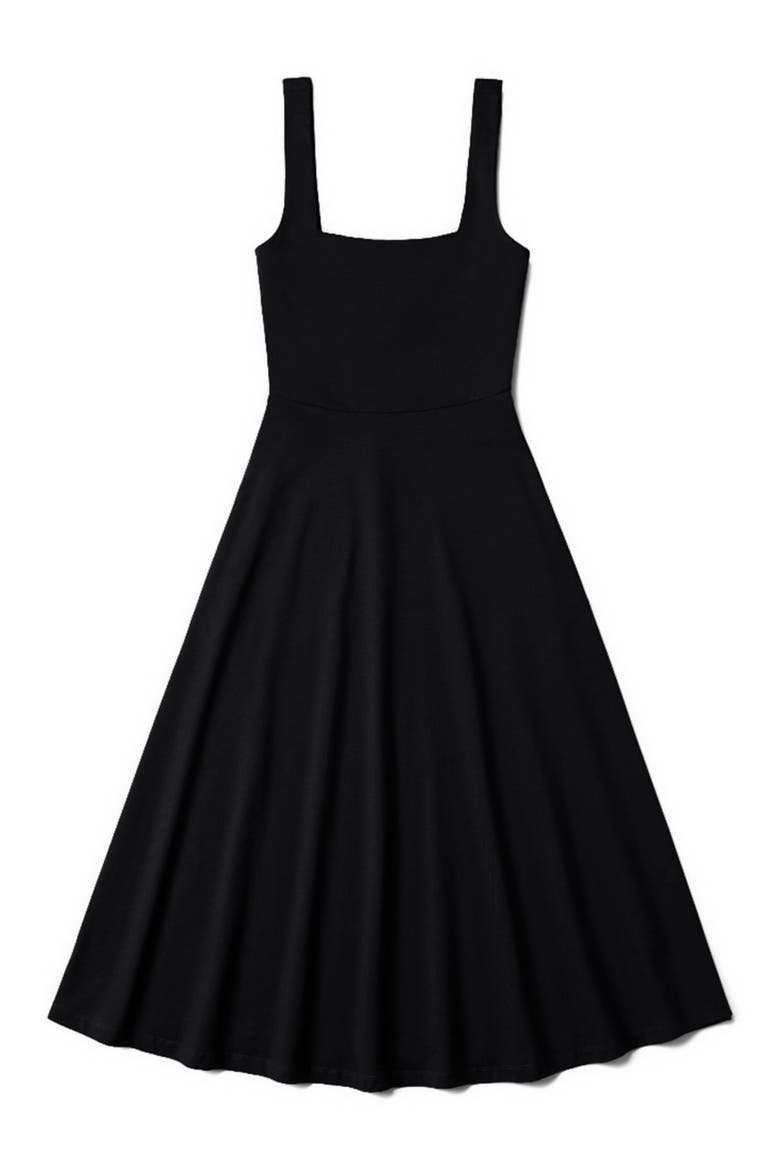 Fit & Flare Square Neck Dress Made With Organic Cotton, Alternate, color, Black