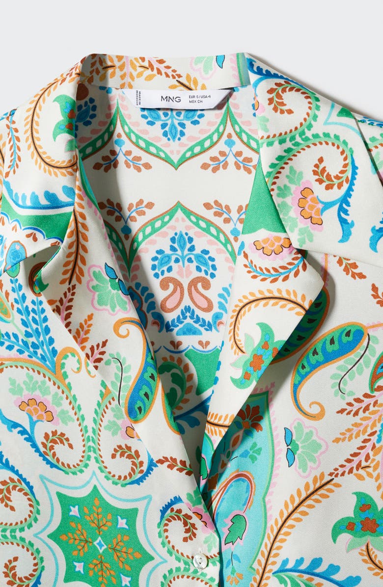 MANGO Paisley Satin Camp Shirt, Alternate, color, 
