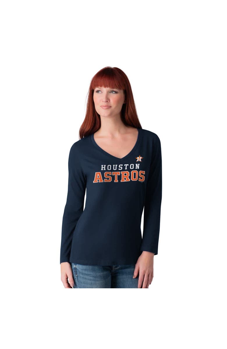 G-III 4HER BY CARL BANKS Women's G-III 4Her by Carl Banks Navy Houston Astros Post Season Long Sleeve V-Neck T-Shirt, Main, color, Navy