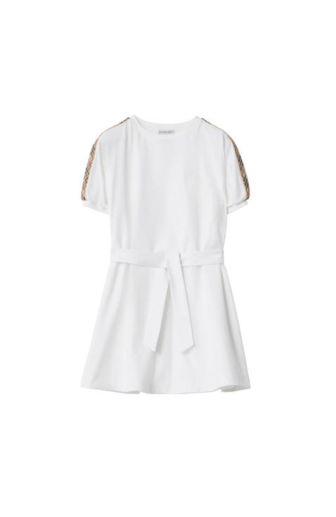 Check Trim Cotton T-shirt Dress