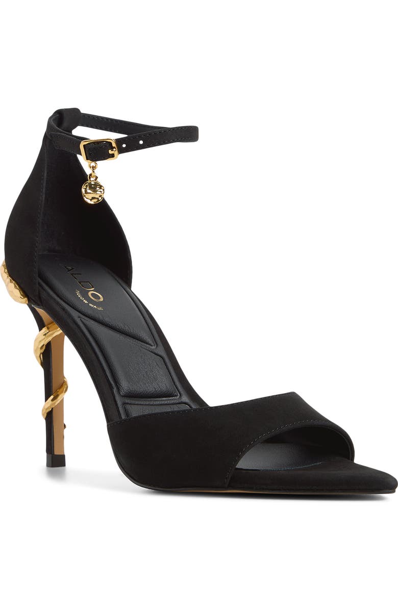 ALDO Medeza Ankle Strap Pointed Toe Sandal, Main, color, Black