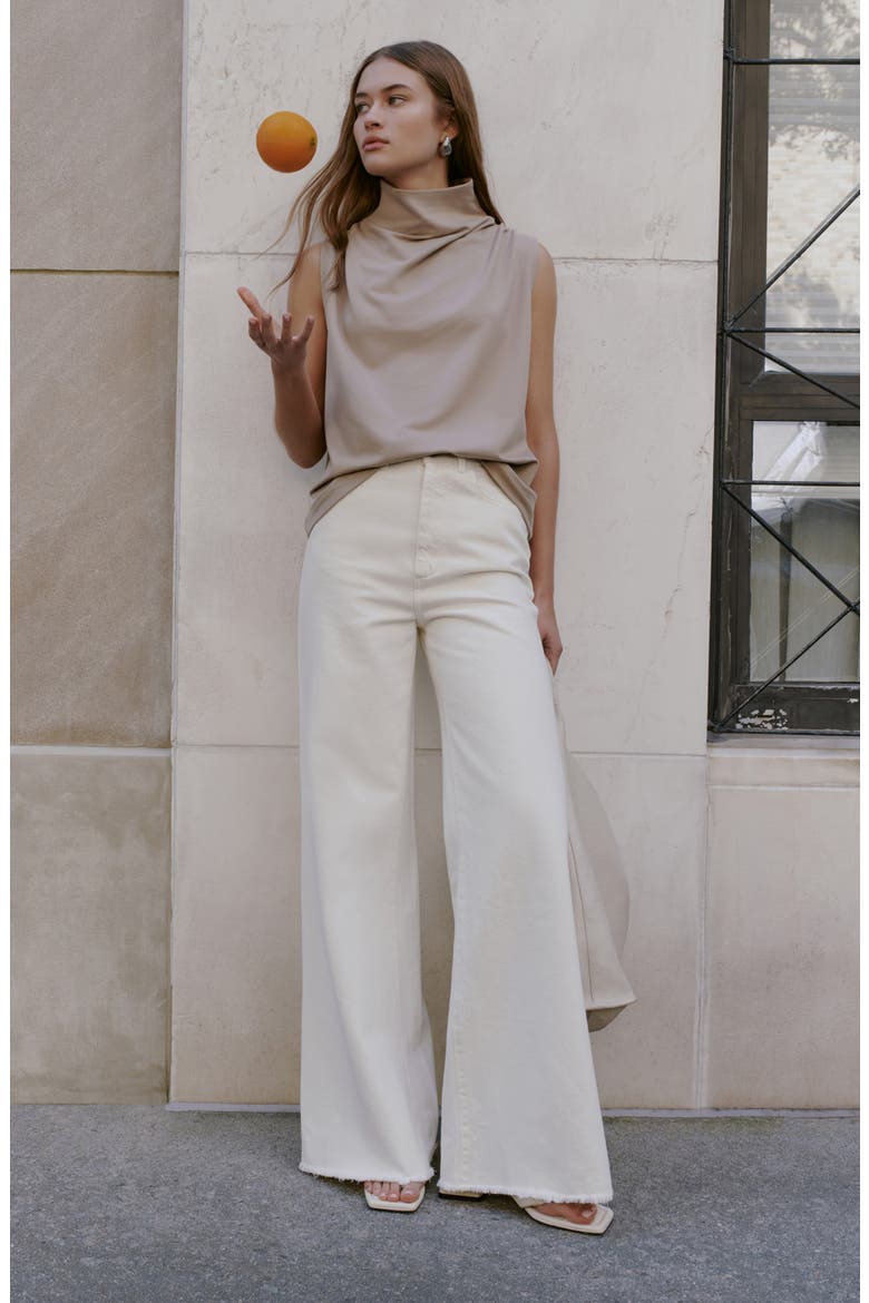 Finch French Terry Funnel Neck Top, Alternate, color, SAND