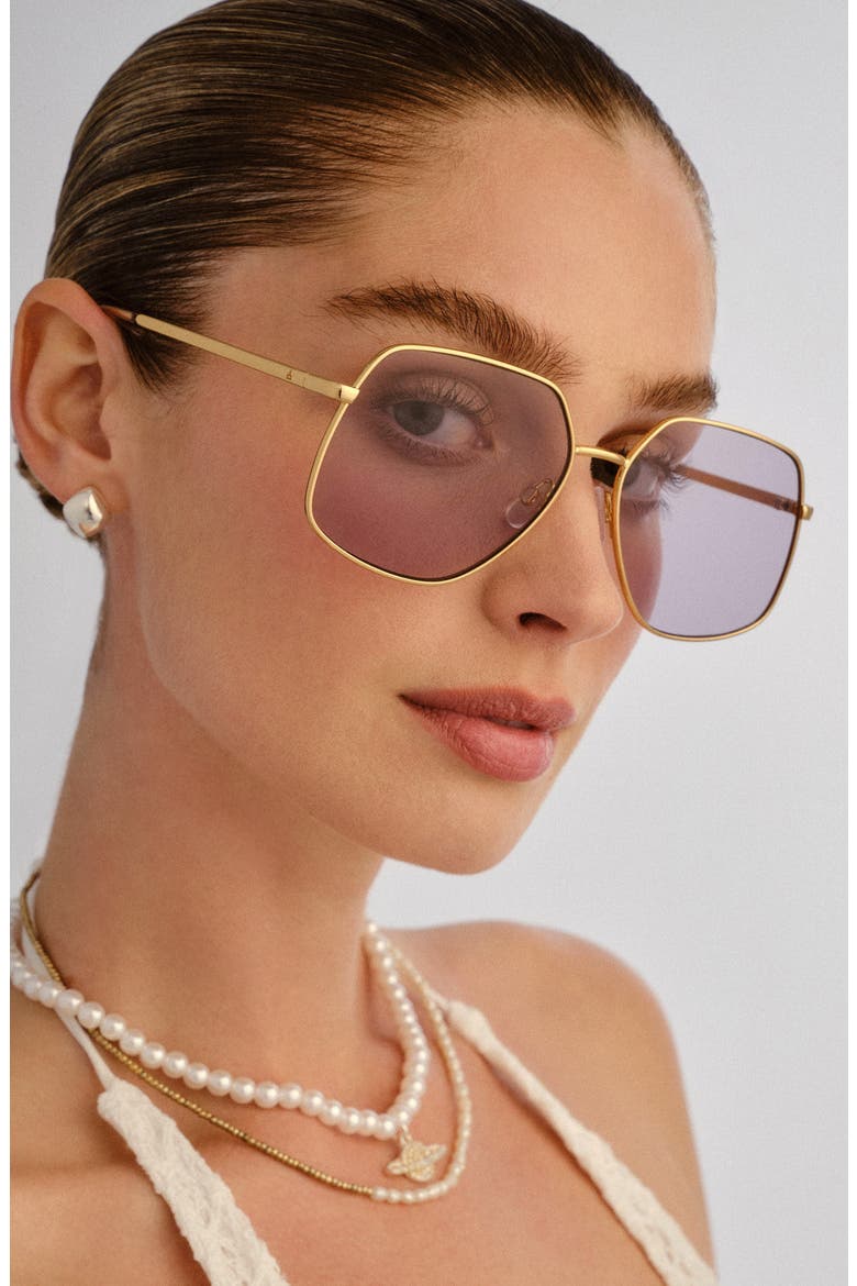 Altair 61mm Aviator Sunglasses, Alternate, color, GOLD / SAND / LAVENDER TINT