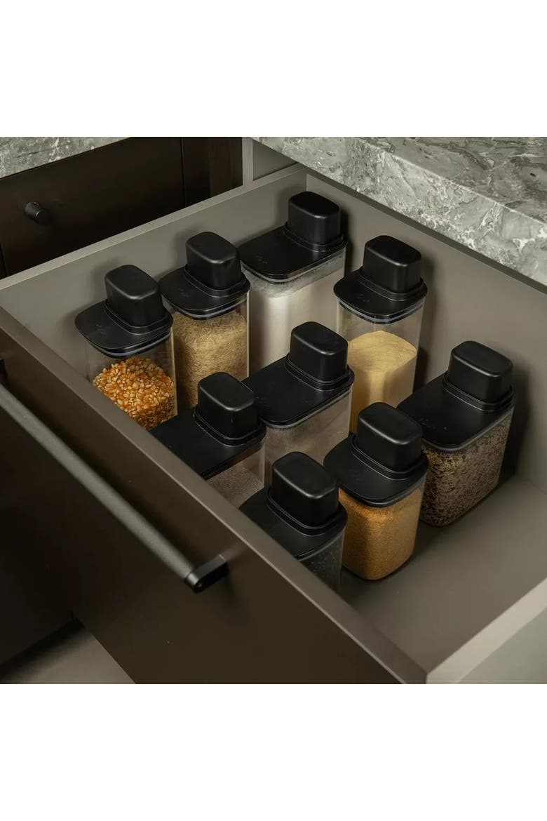 4 Cup Clear Airtight Food Storage Container with Measuring Cup, Alternate, color, Black