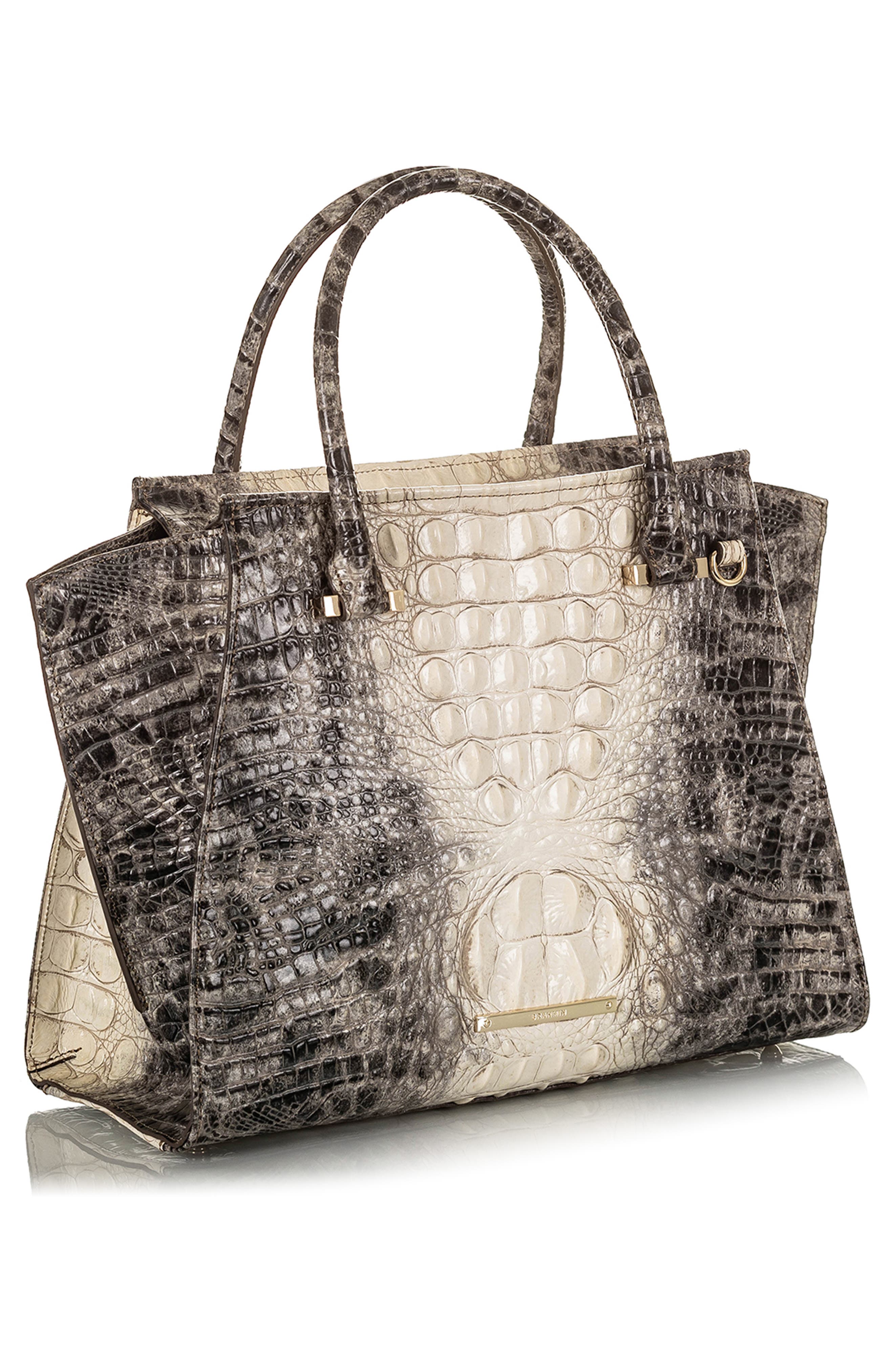 Brahmin 'Priscilla' Croc Embossed Leather Satchel, Alternate, color, 