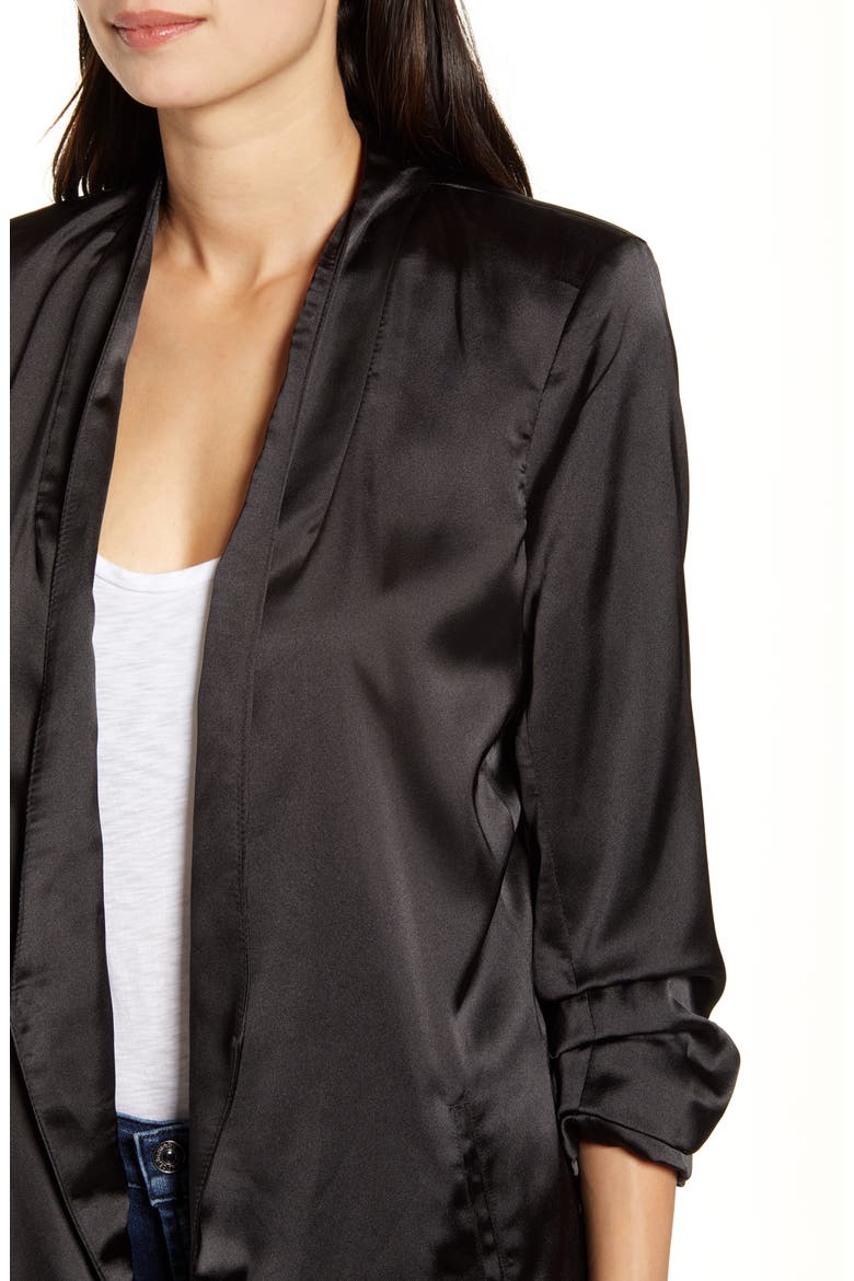 Satin Blazer, Alternate, color, BLACK