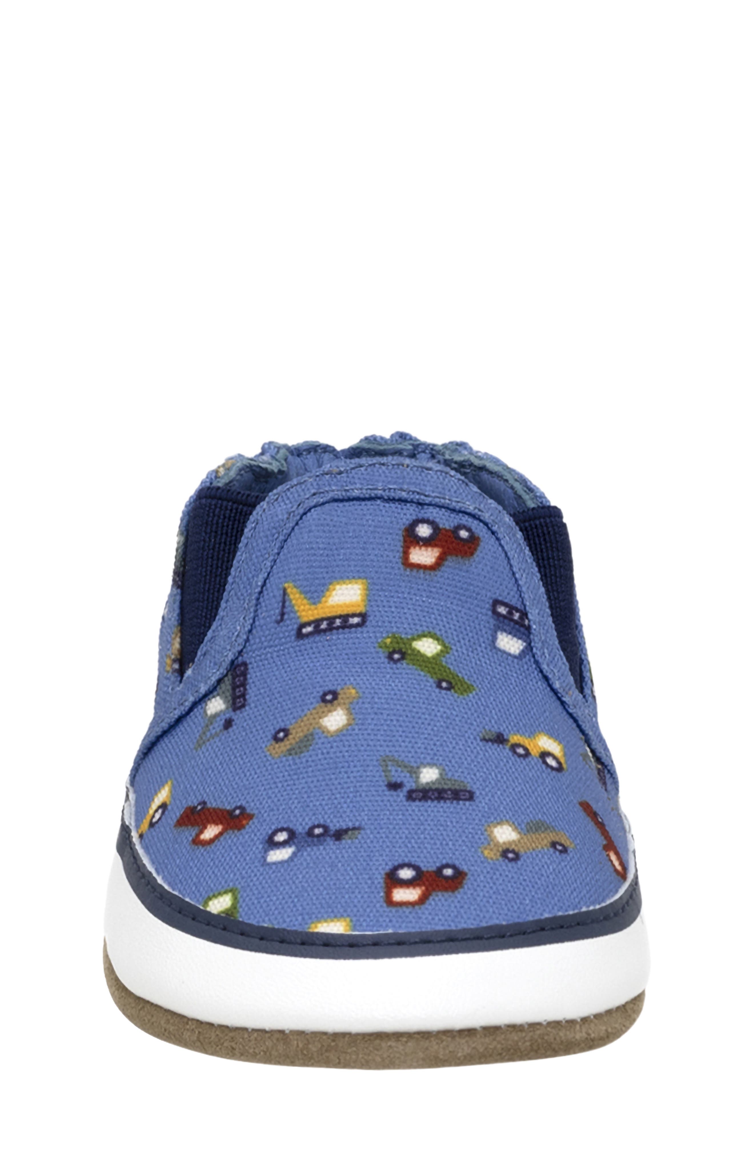 Robeez<sup>®</sup> I Love Trucks Slip-On Crib Shoe, Alternate, color, Medium Blue