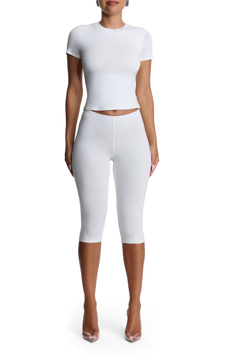 Naked Wardrobe Short Sleeve Crop T-Shirt, Alternate, color, White