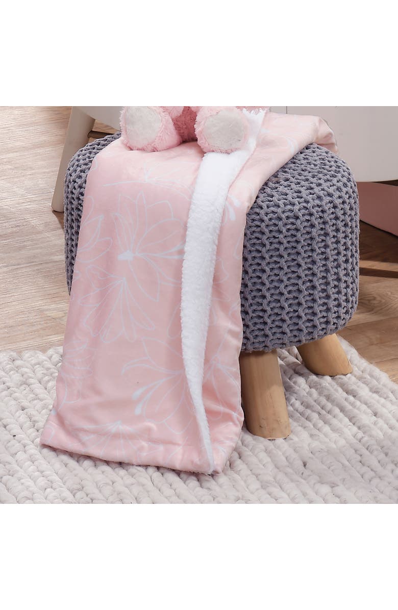 Lambs & Ivy Petals Floral Fleece Faux Shearling Soft Baby Blanket, Alternate, color, Pink